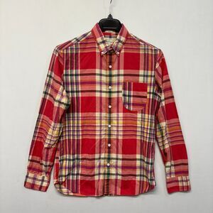 J Crew Men Long Sleeve Button Shirt Top Size Medium Indian Madras Slim C034 -15